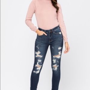 Judy Blue Plus Size Super Distressed High Waist Skinny Jeans